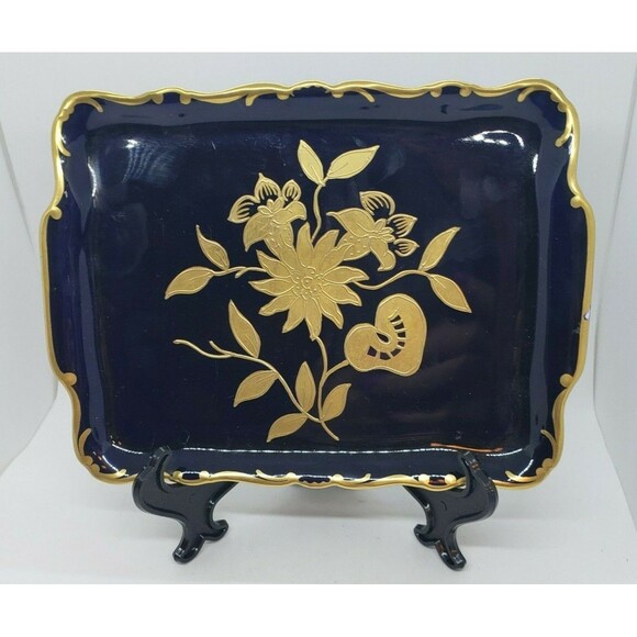 Echt Kobalt Germany JLMENAU Trinket Box With Tray Vintage - Picture 7 of 9